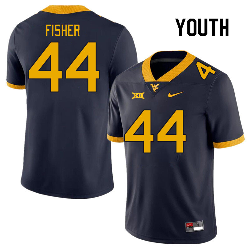 Youth #44 Oryend Fisher West Virginia Mountaineers College Football Jerseys Stitched Sale-Navy